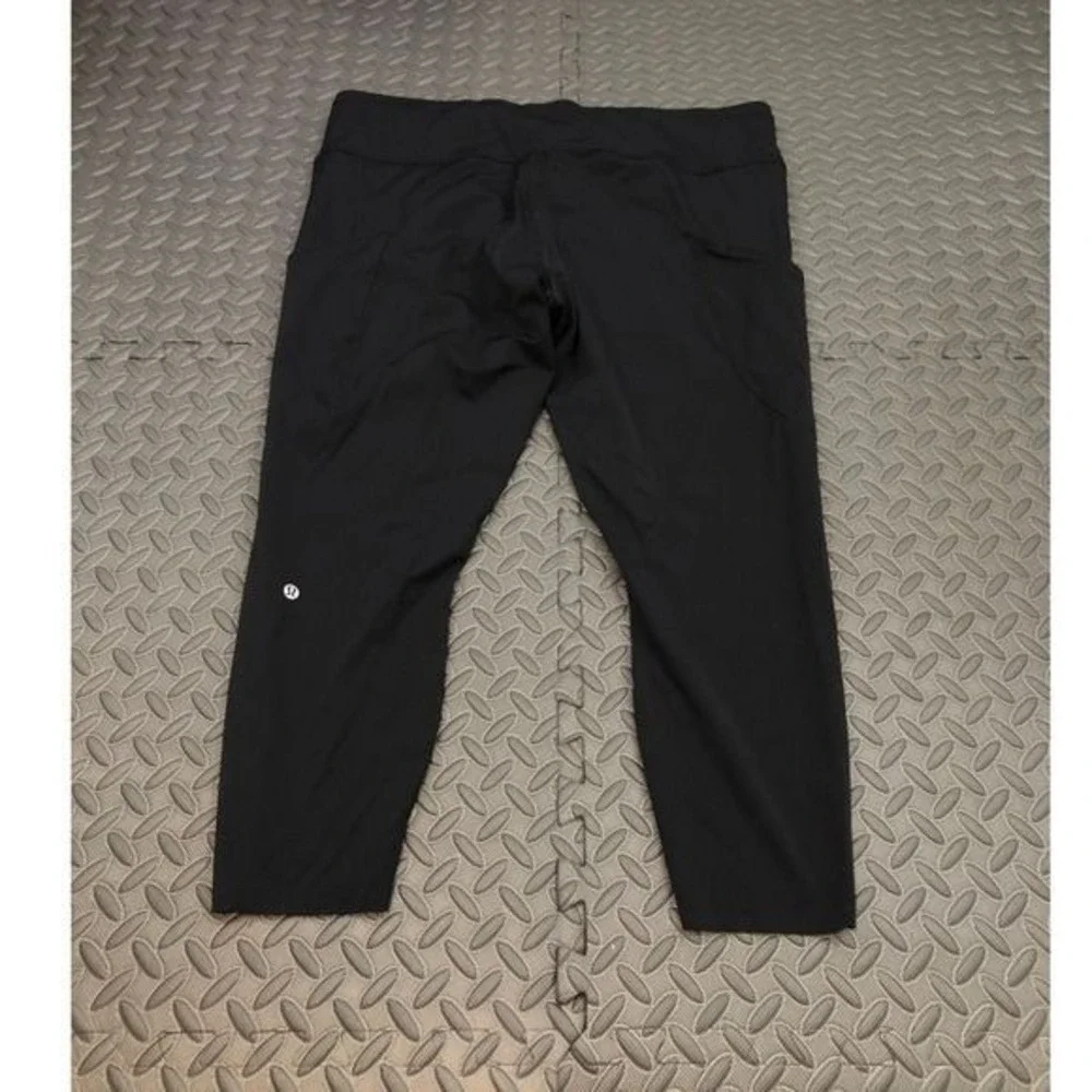 Lululemon Fast and Free Crop Leggings Womens 20 Black High Rise Pocket Nulux